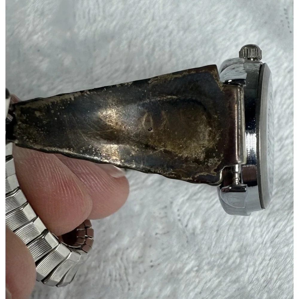 Vintage‎ Zuni Sterling Silver Multi Stone Inlaid Watchband by CM Booqua
